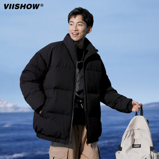 Viishow2025 new winter style short down jacket for men and women, stand collar, warm, fashionable and popular, brown S