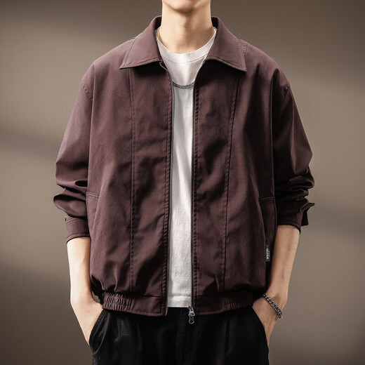 Noble color high-end American simple design lapel jacket for men 2026 spring and autumn trendy brand casual loose sports jacket for men