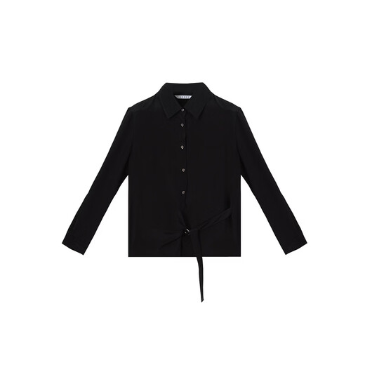 LANCY silk LANCY/Langzi 2026 spring new design waist commuting high-end slim shirt for women black M