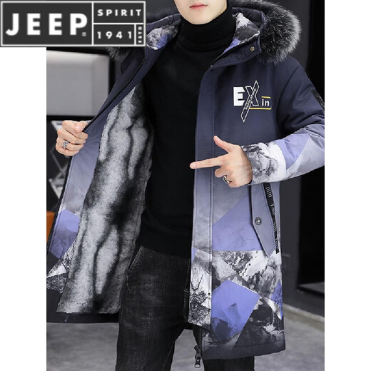 JEEP SPIRIT velvet thickened men's jacket, jacket, parka, parka, autumn and winter men's mid-length cotton windbreaker 21195 Khaki M (85-105Jin Jin is equal to about 0.5 kg)