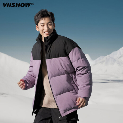 Viishow2025 new winter style short down jacket for men and women, stand collar, warm, fashionable and popular, brown S