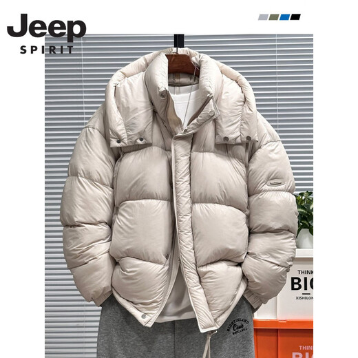 JEEP SPIRIT пуховик мужской с высоким наполнением, короткий зимний стиль, утолщенный, для экстремальных холодов, съемный капюшон, теплая хлебная куртка кремового цвета M 130Jin Jin весит с точностью до 0,5 кг.