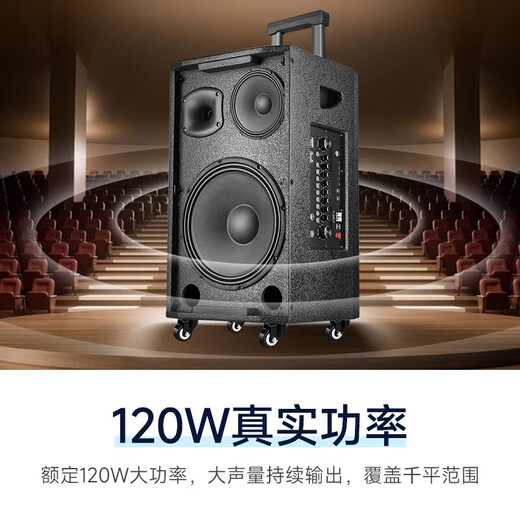 Xianke square dance audio outdoor high-power mobile trolley speaker wireless Bluetooth high volume karaoke special portable with dual microphone microphone 807 professional stage 12 inches + professional three-way design