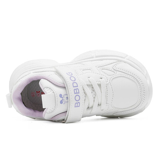 BOBDOG Children's Shoes Boys White Sports Shoes 2026 Spring New Campus Shoes Boys and Girls White Shoes White 26 Suitable for Feet Length 15.4CM