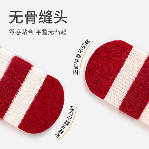 Baby socks festive bright red New Year baby socks winter velvet thickened warm mid-calf socks for boys and girls 1 pair - Type B ball 0-6 months (XS) recommended foot length 8-10cm