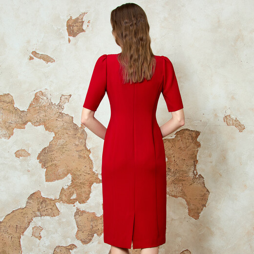 EITIE dignified and elegant water drop collar banquet evening dress 2026 spring new temperament Qiji red dress 8177803 Pompeii Red 61 S (155)