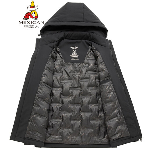 Scarecrow Fat Brother 2025 winter new men's plus size plus size stand collar hooded down jacket removable hood down jacket black XL 180