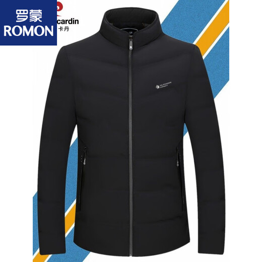ROMON Large Goose Down Light Thin Down Jacket Men's Jacket Short Stand Collar 2026 Winter New Down Jacket Navy Windproof Cuffs XL 180 Recommended 140-155 Jin Jin equals 0.5 kg