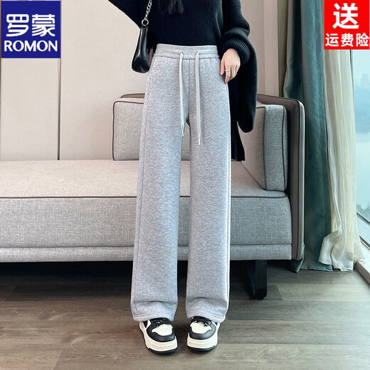 ROMON sherpa wide-leg pants for women in autumn and winter extra thick warm casual sports pants plus velvet thickened narrow straight pants black extra thick sherpa regular style - trousers S Recommendation 85-93 Jin Jin is equal to 0.5 kg