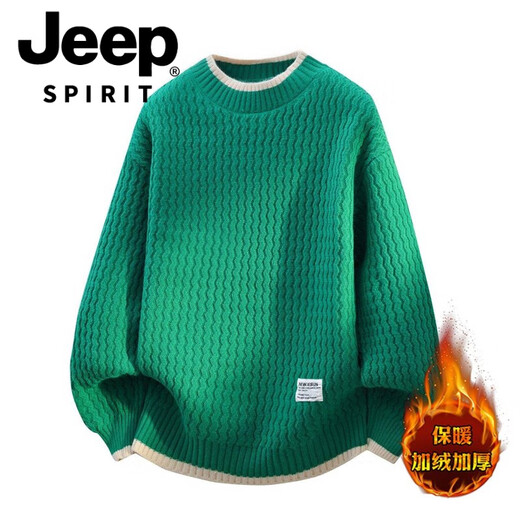 JEEP SPIRIT2026 new autumn and winter round neck knitted sweater for boys, teenagers, large size trendy tops, handsome clothes for students, plus size plus size men's clothing - gray M 170