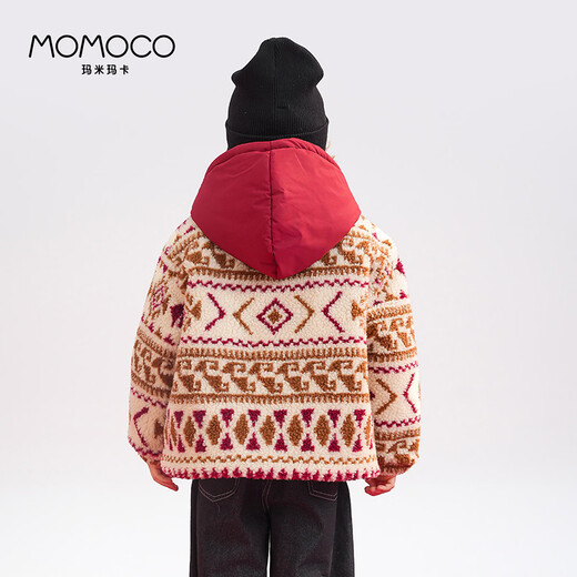 Mami Maka (MOMOCO) children's clothing boys' New Year's wear jacket 2025 winter style fashionable jacket for middle and large children red 90