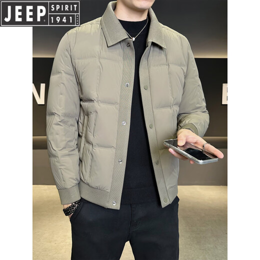 JEEP Высококлассный мужской пуховик Jeep, зима 2026, новинка, теплая куртка на белом утином пуху со съемными лацканами, мужская повседневная черная L