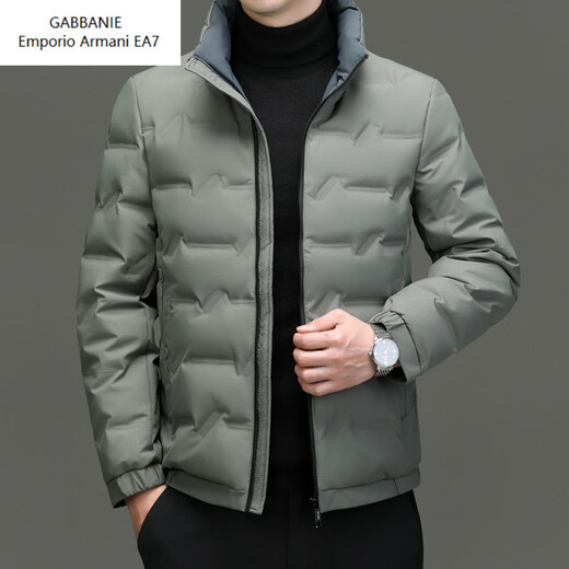 Emporio Armani EA7 Armani autumn and winter new short 90 white duck down jacket for young and middle-aged men's loose warm casual short clip gray green XL 180