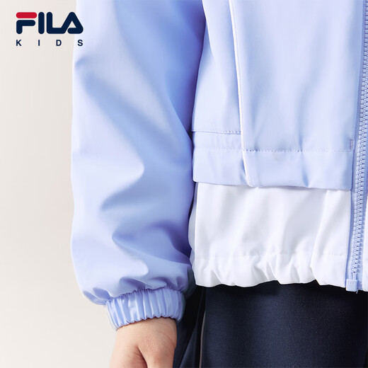 FILA children's jacket 2026 spring new style girls' medium and large children's sports loose hooded top bright light blue-LB 130