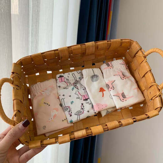 ABJA children's underwear Korean style printed type A cotton boys and girls boxer briefs 4 pack boxer briefs forest animals (girls-children) 100