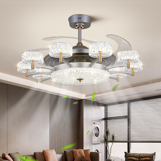 OPPLE Living Room Invisible Fan Lamp 2025 New Modern Simple Dining Room Bedroom Ceiling Fan Lamp Home Integrated Lamp 8 Heads 42 Inch Diameter 85cm Three Color Dimming 160 Watts + Six Wind Speeds +