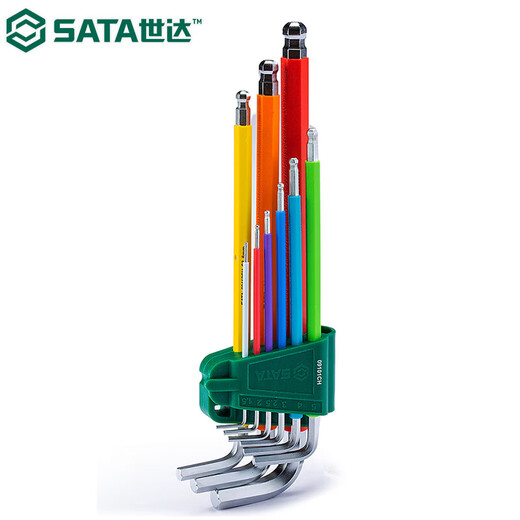 SATA Rainbow Series 9-piece special long ball head hexagonal wrench set 1.5-10MM 09101CH