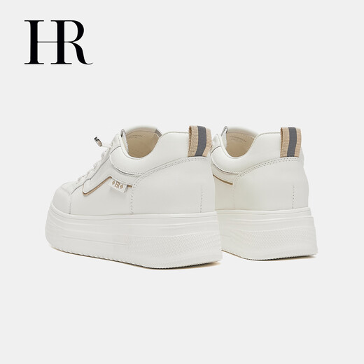 HR Helena women's shoes 2025 winter new thick sole heightening white shoes sneakers round toe laces comfortable and versatile Mi Xing 35