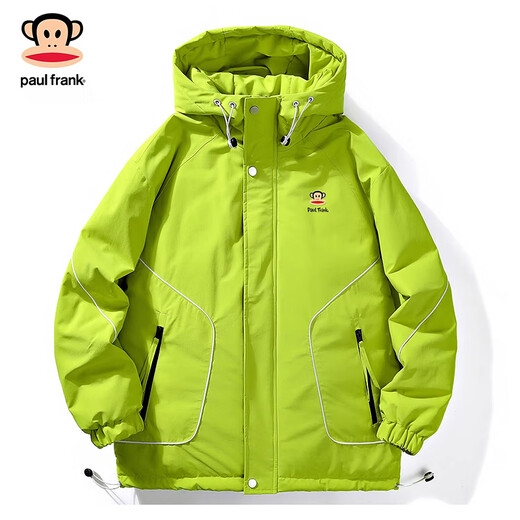 大嘴猴（paul frank）日系简约羽绒服男士2025冬季新款潮牌设计感条纹休闲保暖连帽外套 深咖色 【50%白鸭绒】 6XL 【建议240-260斤】