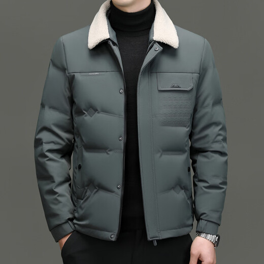 MAGIOPY light luxury high-end brand men's down jacket 2026 winter new product young and middle-aged fashion casual short lamb wool khaki 2XL 185