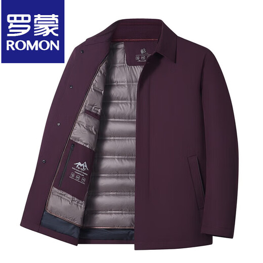 ROMON Мужская зимняя теплая куртка на гусином пуху Мужская теплая куртка-пуховик со съемной подкладкой для среднего и пожилого возраста Мужская легкая деловая куртка 23866 Темно-синий M 170