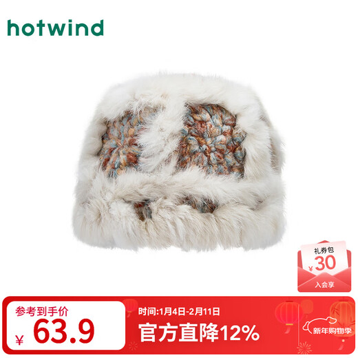 Hotwind (Hotwind) shopping mall same style women's plush hat women's winter new color stitching warm face-showing small hat 24 colors F