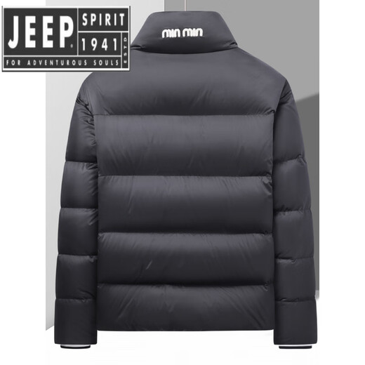 JEEP SPIRIT Зимняя куртка-пуховик с воротником-стойкой Мужская короткая утолщенная зимняя куртка на утином пуху Молодежная мода Модный пуховик черного цвета 3XL