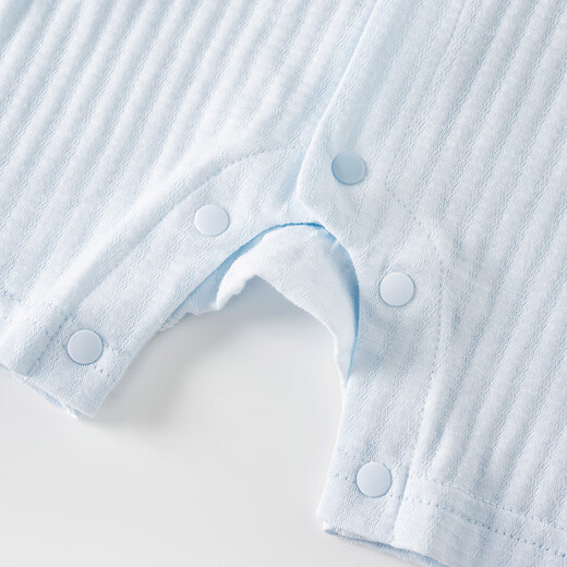 Tongtai (TONGTAI) baby short-sleeved jumpsuit summer pure cotton baby clothes for boys and girls, romper pajamas, jacquard summer clothes, blue 66cm