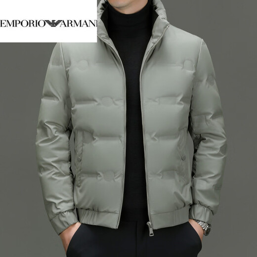 EMPORIO ARMANI Armani Зимняя повседневная легкая пуховая куртка мужская теплая куртка с воротником-стойкой Модная корейская мужская белая утиная пуховая куртка серого цвета XL 180