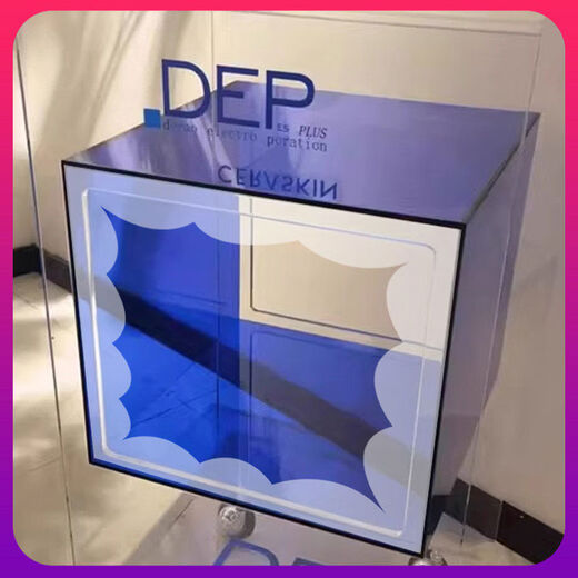 Acrylic beauty salon multi-function tool cart hairdressing equipment mobile trolley customized nail art storage rack acrylic trolley blue model with printed LOGO