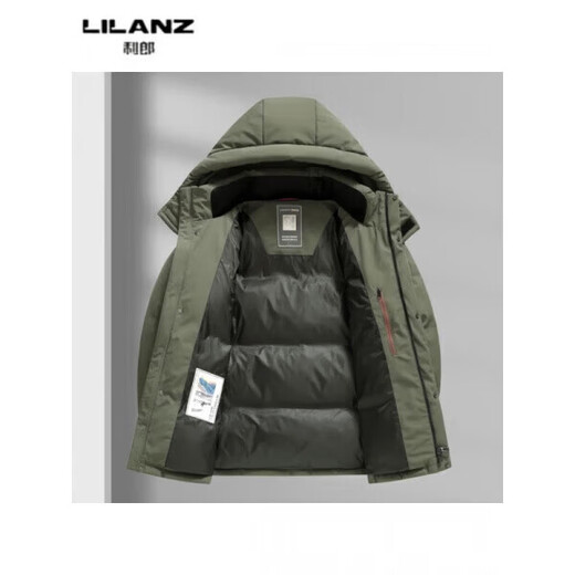 LILANZ new winter men's white duck down hooded warm jacket for young and middle-aged business casual long down jacket men bean green yr9872 14XL (190)
