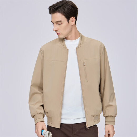 Dances with Wolves Baseball Collar Aviator Windproof Wrinkle Resistant Jacket Easy Care Top Men's Jacket 706 Light Khaki S