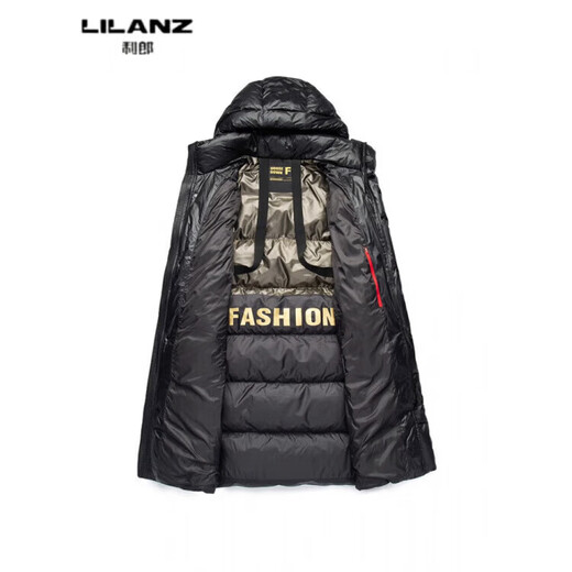 LILANZ high-end black gold 90 goose down down jacket mid-length winter thickened and warm men's Korean style casual hooded outer black 8251 14XL (90) 180-(recommended 145-160Jin Jin equals 0.5 kg
