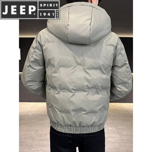 JEEP SPIRIT男士短款冬季连帽羽绒服2025新款加厚保暖修身免洗冬装外套潮 1053-1款黑色 M 90-105斤