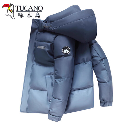 Woodpecker (TUCANO) 258 г. Мужская куртка на утином пуху, новинка 2026 года, молодежная куртка с градиентом, утолщенная модная зимняя короткая куртка зеленого цвета 8803 2XL