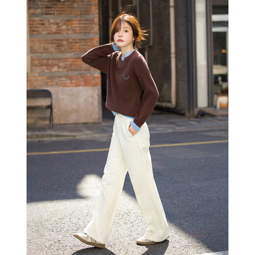 Mt Haiyan Keluli winter retro style contrast collar sweater comfortable lazy design sweater women's top