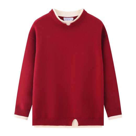 Family portrait, parent-child outfit, red New Year sweater for the Year of the Horse, New Year's greeting clothes for a family of three, mother and daughter, high-end style, burgundy sweater/single piece 170, adult size M (recommended height 155-160cm)