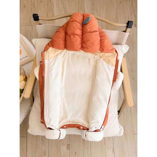 Disney baby down jacket autumn and winter jumpsuit winter born baby travel clothes winter newborn clothes winter thickened orange 66cm