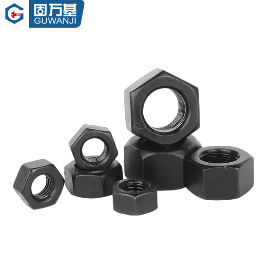 GUWANJI grade 10.9 high strength fine thread hexagonal nut fine buckle iron black nut fine thread nut M8M10M12M36mm M12x1.25 (20 pieces)