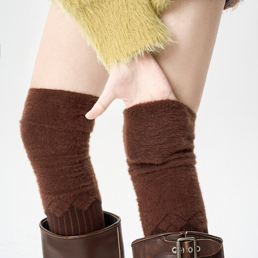 Pami Pile Over-the-Knee Socks Women's Spring and Summer High-Over-the-Knee Stockings Thigh Socks Plus Velvet Warm Knee Protectors Anti-Slip Women's Stockings Dark Coffee One Size