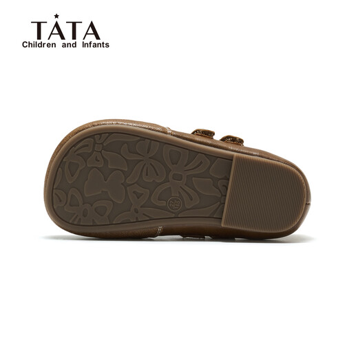 TATA children's shoes children's small leather shoes 2026 spring new girls Mary Jane shoes with skirt soft sole princess shoes TT6132 brown 24