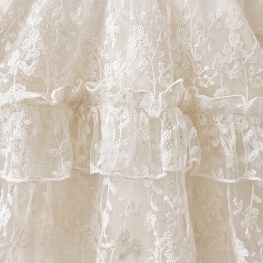 MARC&JANIE Fresh flowers girls embroidered mesh skirt baby dress spring new skirt 560120 off-white - embroidered mesh 90 cm (recommended height 81-90cm)