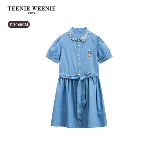 Teenie Weenie Kids 26 New Girls Sunscreen Cool Lyocell Denim Dress Light Blue 150cm