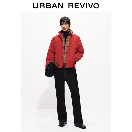 UR2026 spring new year of the horse men's fashionable stand-up collar zipper super loose jacket UMF160014 bright red S