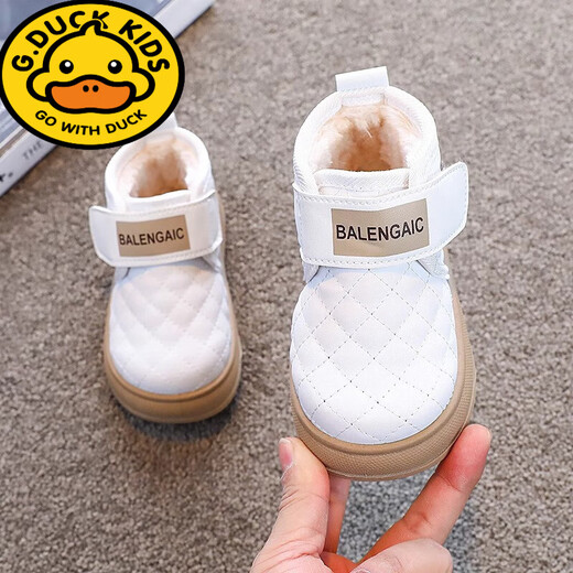 G.duck children's cotton shoes 2025 new winter boys' shoes plus velvet for baby girls and young children warm soft-soled snow boots khaki M6 25 inner length 15.5cm suitable for feet 14.5cm long