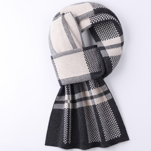 Xiaolilang genuine men's cashmere scarf winter new warm scarf for dad's birthday gift high-end gift box black
