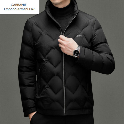 Emporio Armani EA7阿玛尼中年男士羽绒服2026秋冬季新款外套加厚保暖短款立领男款冬 黑色 L 175
