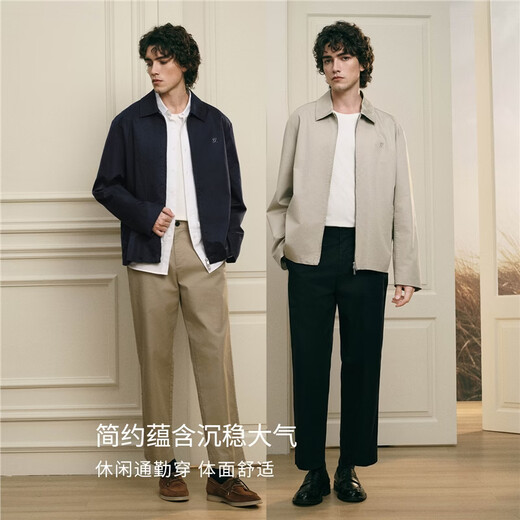 佐丹奴G+2026年春莱赛尔凉感刺绣宽松翻领外套行政夹克男01076062 26标志军蓝 S