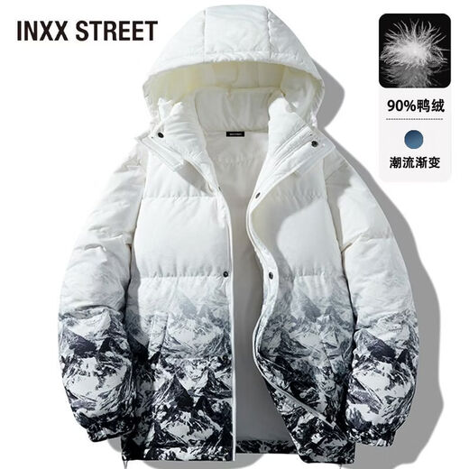 英克斯（inxx）INXX STREET潮流男女渐变冬季羽绒服90加厚休闲连帽保暖外套 白色 S 建议105-115斤