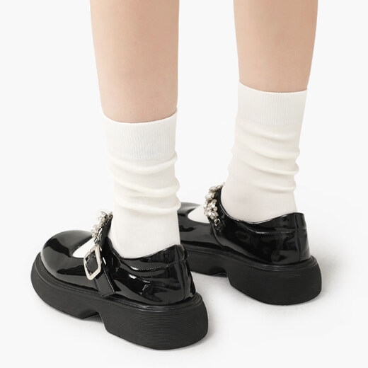 Pami (pami) black and white socks for women spring and summer style pile socks mid-tube socks thin confinement sweat-absorbent breathable loafers leather shoes cotton socks 16cm off-white_four pairs 4 pairs one size fits all sizes 35-39 priority delivery